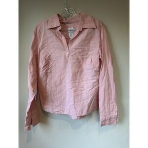 Calvin Klein Women's Cotton Pink Long Sleeve Collared Blouse Size‎ Medium